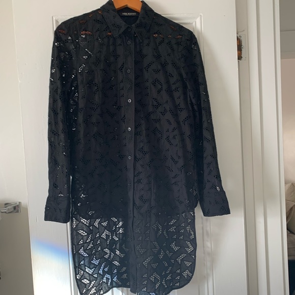 Neil Barrett Tops - NEIL BARRETT Black Cotton Lace Tunic Top - S